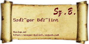 Száger Bálint névjegykártya